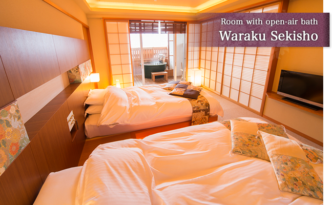 Room with open-air bath Waraku Sekisho